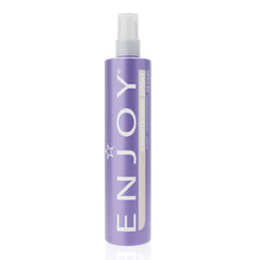 ENJOY Conditioning Spray bottle-application shows easy detangling and smoothing for frizz-prone hair.
