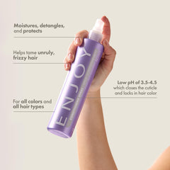 ENJOY Conditioning Spray after-use reveals silky, shiny hair with enhanced manageability.