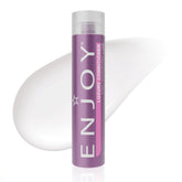 Enjoy Luxury Conditioner bottle pour shows frizz control and smooth hair texture.