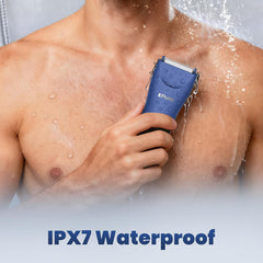ENSSU Manscape Trimmer underwater use shows IPX7 waterproof design.