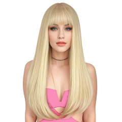 ENTRANCED STYLES blonde wig middle part enhanced realism with updated scalp for natural look.