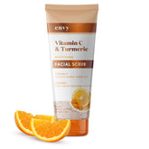 Envy Vitamin C and Turmeric Face Scrub packaging on shelf highlights clean, cruelty-free Korean skincare.