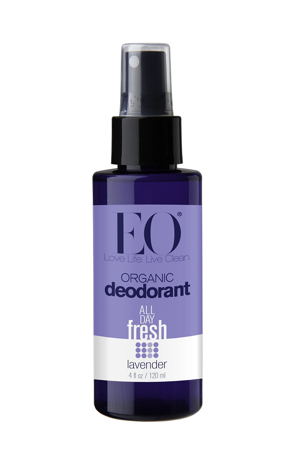 eo organic deodorant spray lavender bottle showcases natural fresh scent for all-day wear