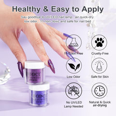 eodci purple dip powder delivers elegant coverage and smooth application.