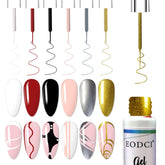 eodci Gel Liner Set black bottle demonstrates bold line work for crisp nail art.