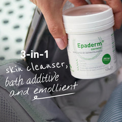 Epaderm 125g hand-application demonstrates easy smoothing on dry areas.