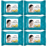 Epielle Argan Oil Makeup Remover Wipes 6-pack safely remove makeup and impurities.