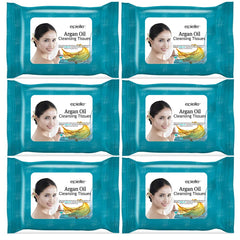 Epielle Argan Oil Makeup Remover Wipes 6-pack safely remove makeup and impurities.