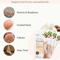 Epielle foot mask close-up with shea butter and oils for hydration