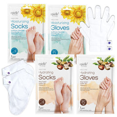 Epielle foot mask socks packaging highlights deep moisturization for dry feet