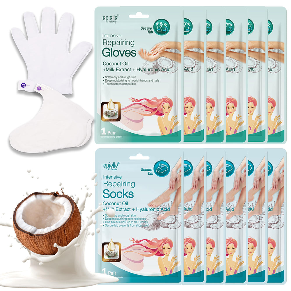 Epielle intensive repairing hand mask gloves-application shows at-home spa hydration for dry hands