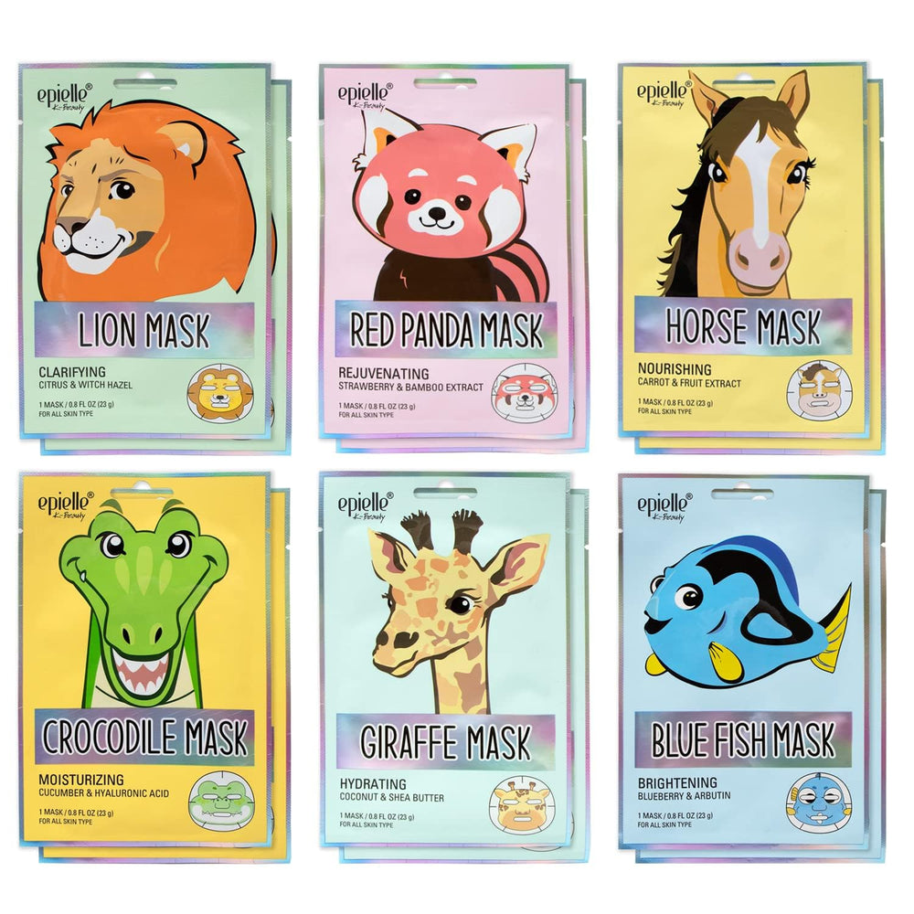 Epielle Wild Kingdom character mask pack featuring adorable animal designs for fun skincare