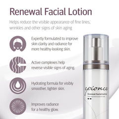 Epionce Renewal Facial Lotion texture on skin highlights quick-absorbing hydration