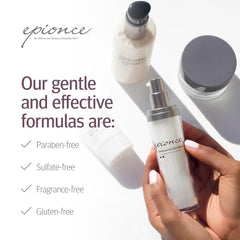 Epionce Renewal Lite Facial Lotion applied on skin after cleansing.