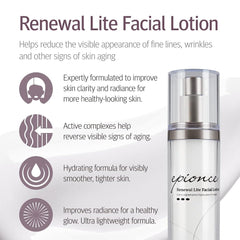 Epionce Renewal Lite Facial Lotion texture close-up, smooth non-greasy finish.