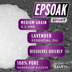 Epsoak Sport packaging highlights USA-made formula and athletic recovery benefits.