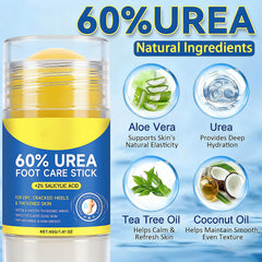Eqimznv 60% Urea Stick feet application demonstrates quick hydration for cracked heels.