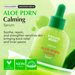 EQQUALBERRY Aloe PDRN serum texture swirl highlights lightweight, non-sticky feel for daily use.