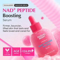 EQQUALBERRY NAD+ peptide serum droplet closeup shows quick absorption and hydration potential