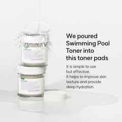 eqqualberry Swimming Pool Toner Pads pore-tightening action visual emphasizes reduced appearance of pores.