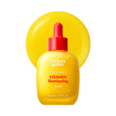 EQQUALBERRY Vitamin Illuminating Serum bottle closeup with radiant glow.