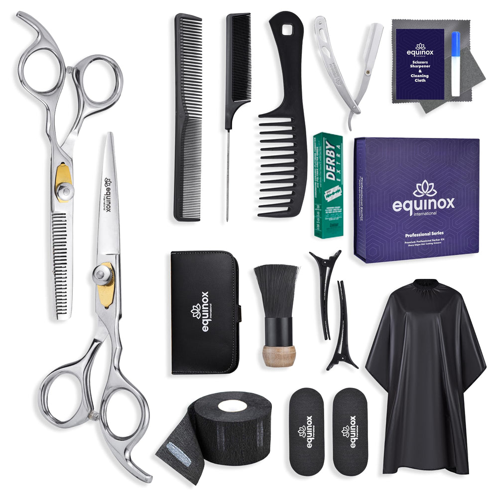 Equinox International Pro Barber Kit cutting scissors provide precise, professional styling.