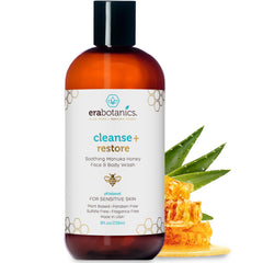 Era Organics Manuka Honey Face Wash bottle closeup showing gentle cleansing for sensitive skin