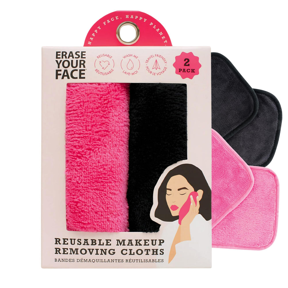 ERASE YOUR FACE water-activated cloths pink for gentle makeup removal with water