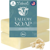 Erbaid beef tallow soap bar untouched close-up, unscented cleanse for sensitive skin
