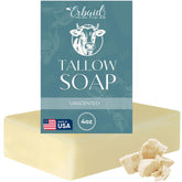 Erbaid beef tallow soap bar unwrapped shows fragrance-free cleansing for sensitive skin