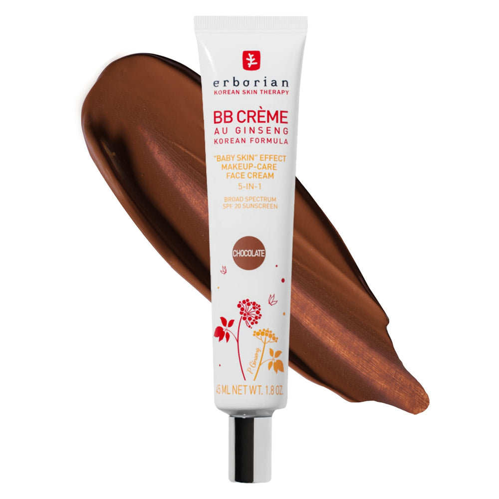 Erborian BB Cream Chocolat application close-up showing smooth blend and natural finish