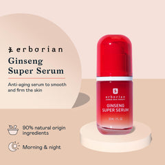 Erborian Ginseng Super Serum pump closeup highlights easy dosing and clean formula.