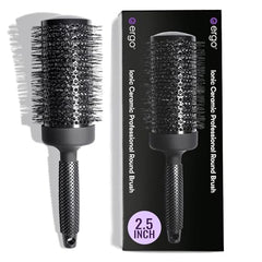 ERGO Ceramic Ionic Round Brush grip handle for comfortable styling sessions