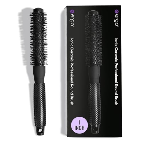ERGO ceramic ionic round brush ergonomic handle for comfortable grip during blowouts