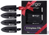 ERGO no-crease hair clips 4pc set gently hold bangs and curls for polished styling.