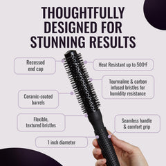 ERGO heat-resistant nylon bristles are gentle on hair and durable