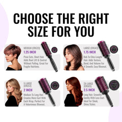 ERGO Super Gentle Round Brush tourmaline bristles reduce frizz and add shine during styling.