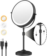 Erlingeryi 9 inch lighted makeup mirror with 1X and 10X magnification for detailed makeup