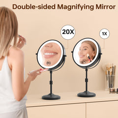 Erlingeryi height adjustable makeup mirror showing adjustable height for different desks.