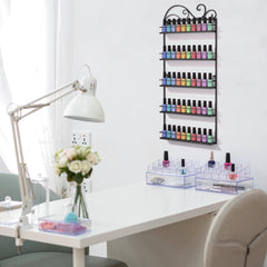 ERYTLLY wall-mounted nail polish rack side view highlights space-saving design.