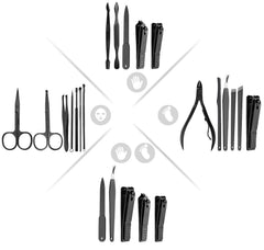 ESARORA 18-in-1 manicure contents arranged for complete at-home grooming.