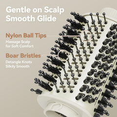 Esctabalt oval brush bristles closeup highlight nylon tips and boar bristles.