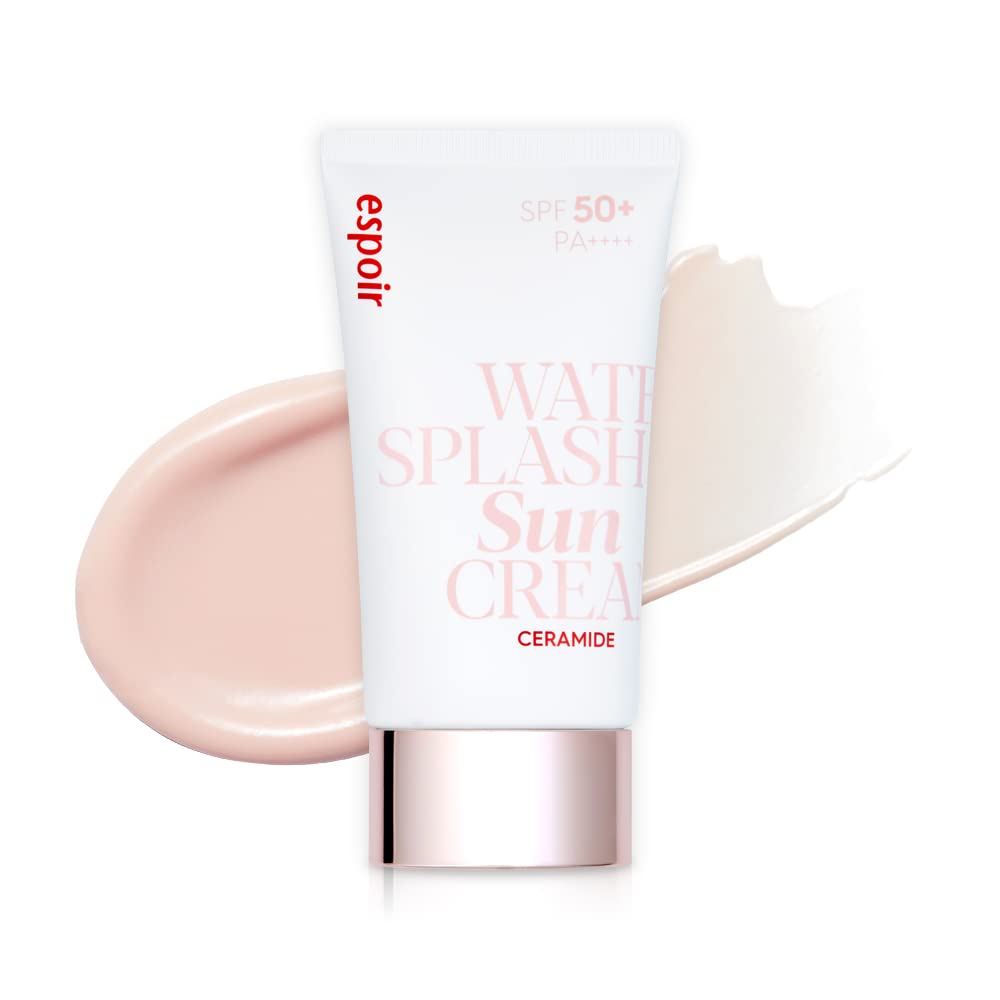 Espoir Water Splash Sun Cream bottle shows cooling hydration and SPF protection.