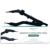 ESSENT-IX keratin fusion tool with slim long plates enables precise root access for clean bonds.