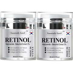 Essentially KateS Retinol Moisturizer Cream on face for smooth, hydrated skin.