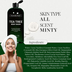 Essentially KateS Tea Tree Body Wash peppermint cooling droplets indicating refreshing feel.