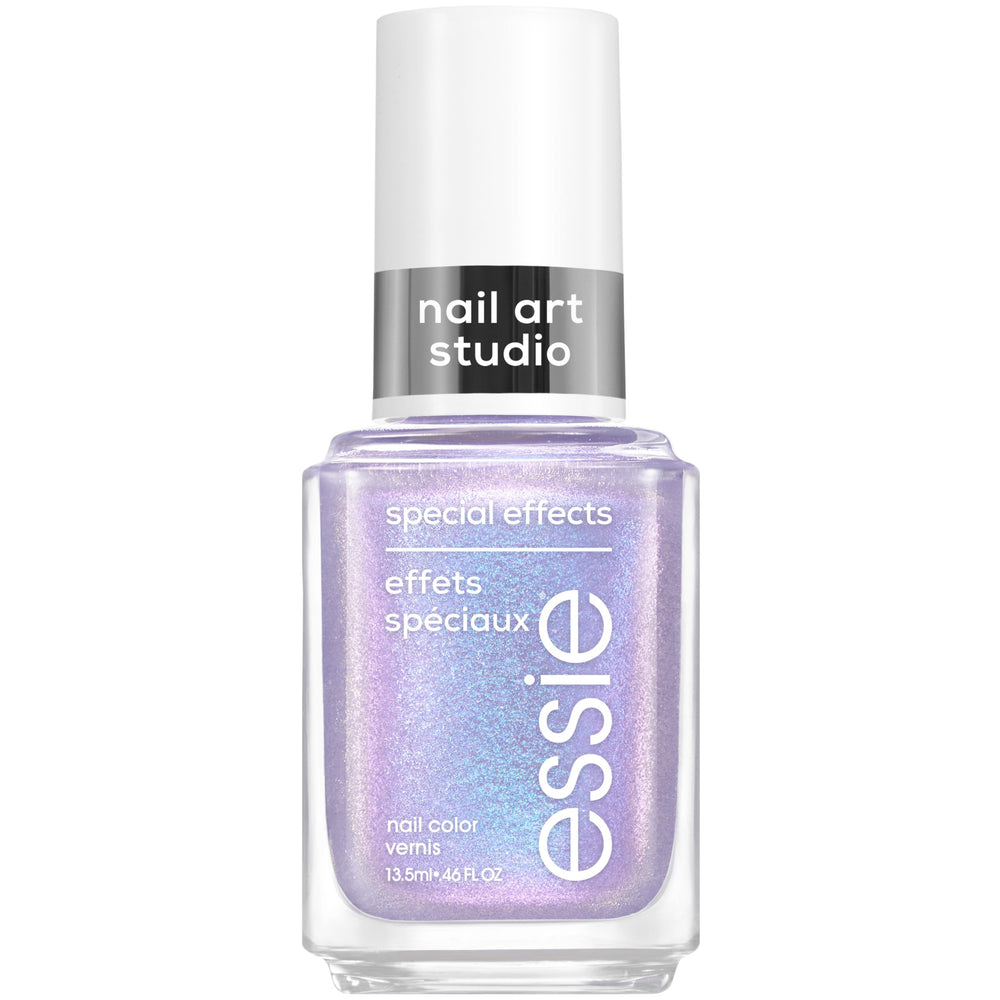 essie Ethereal Escape bottle reveals purple polish with blue shimmer pearls for a dreamy, dimensional look.