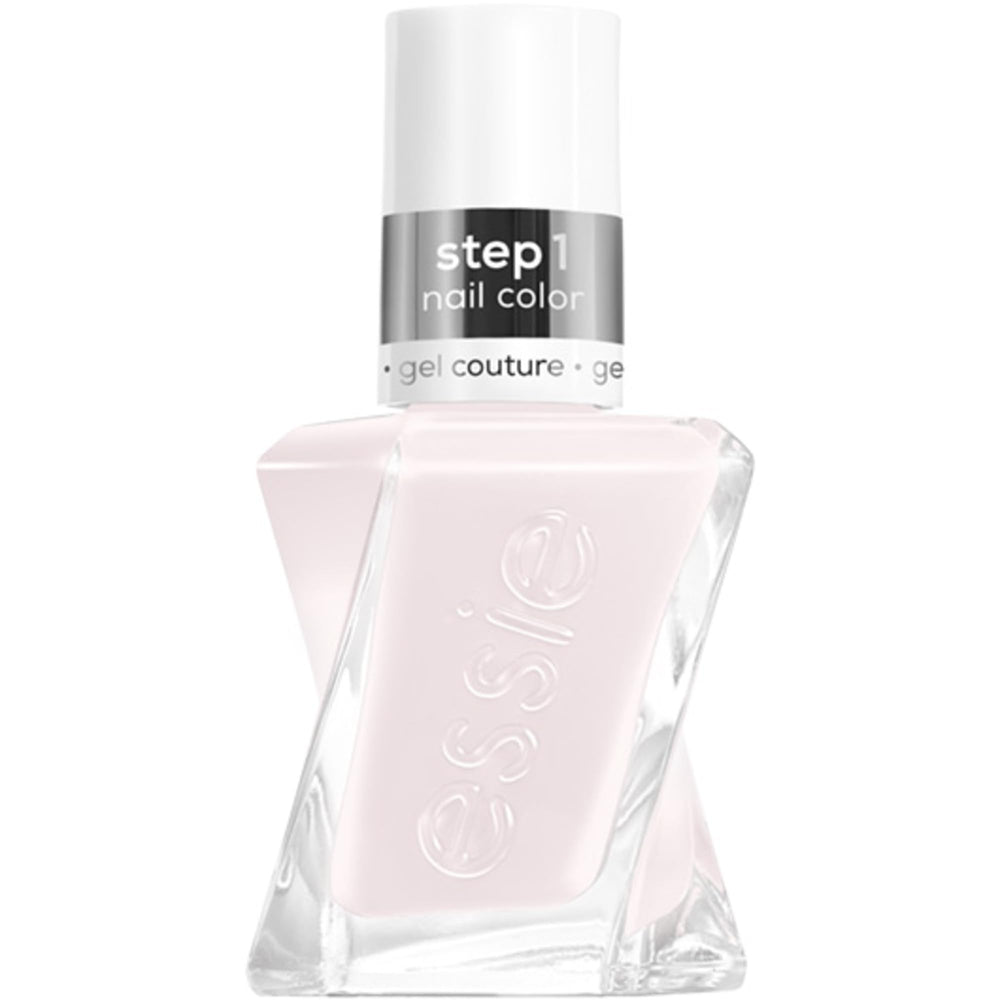 essie gel couture bottle and brush illustrate easy color application for flawless nails.