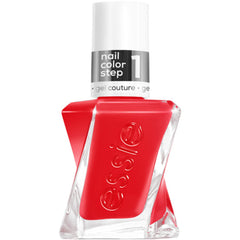 essie Gel Couture bottle shows vibrant red with gel-like shine.