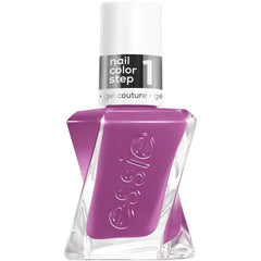 essie Gel Couture Strut With It bottle front showing vegan, chip-resistant violet color.